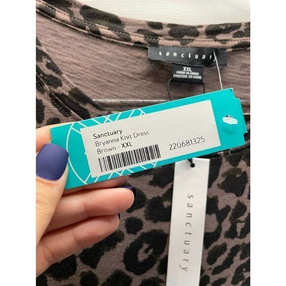 Sanctuary Bryanna Knit Dress Brown Leopard Animal Print Dress XXL NEW - Picture 4 of 7